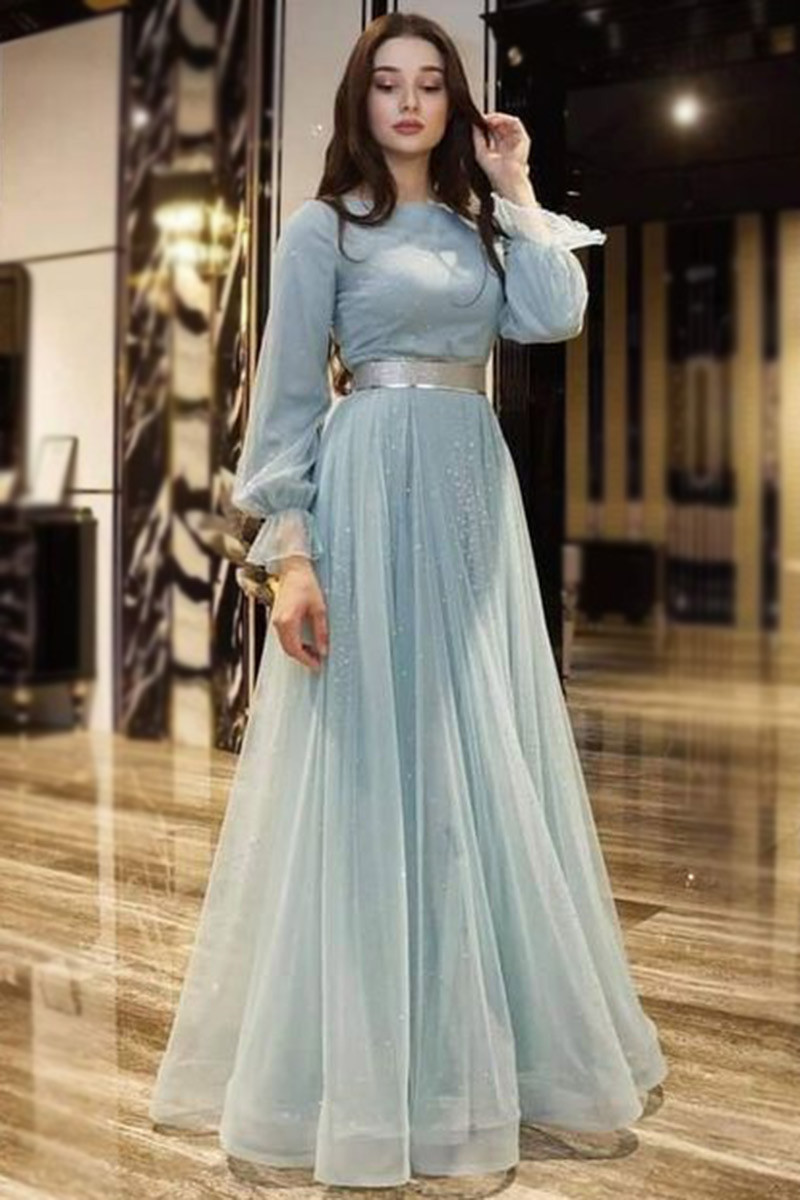 Buy Cheap Asian Prom Suits Net Powder Blue Gown LSTV115197