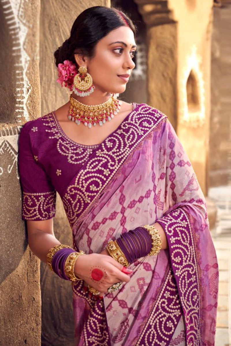 Purple Saree Blouse - Buy Purple Saree Blouse online in India