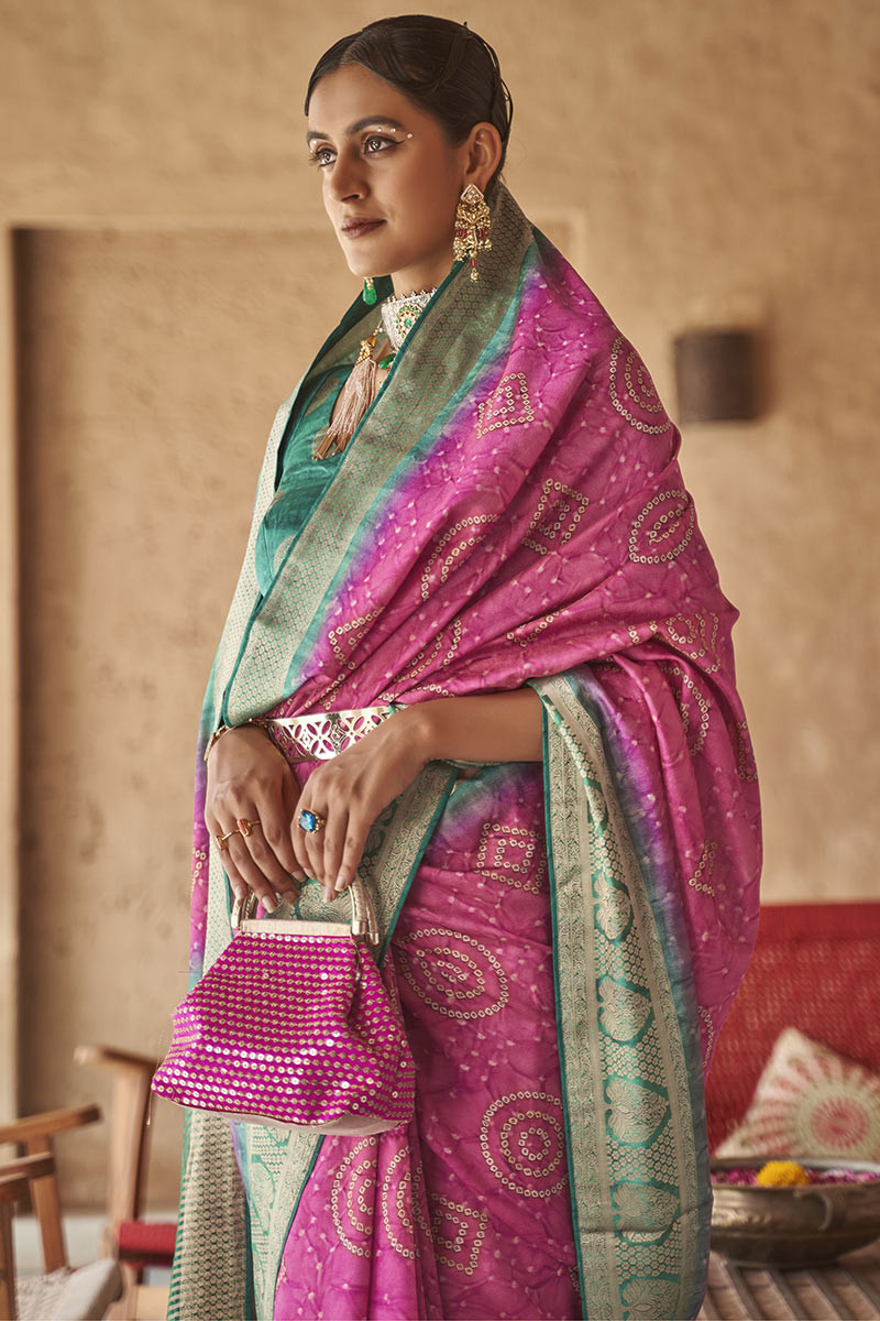 Designer Purplish Pink Chiffon Saree with Double Blouse and Mask SAT10 –  Ethnic's By Anvi Creations