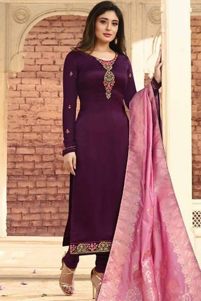 purple churidar dress