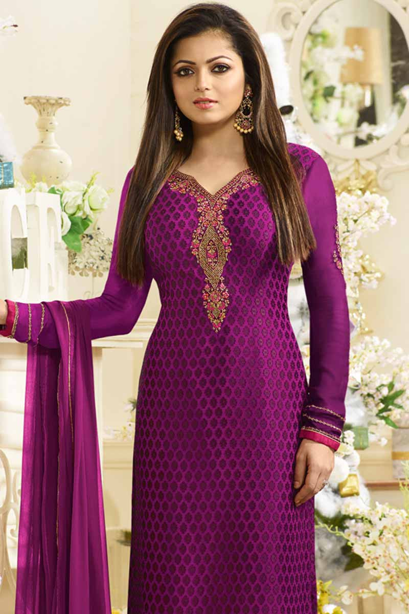 purple churidar dress