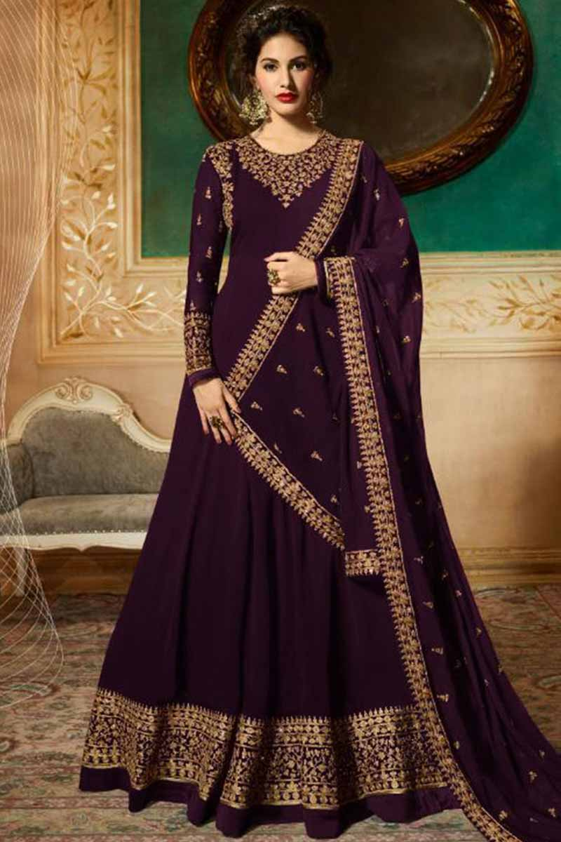 Violet colour anarkali dress Clearance