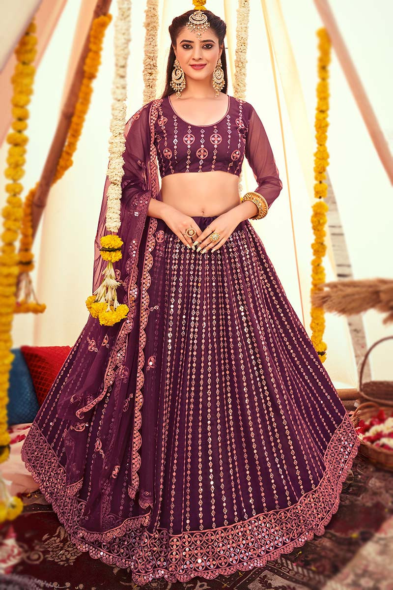 Deep Wine Designer Navratra Special Party Wear Lehenga Choli