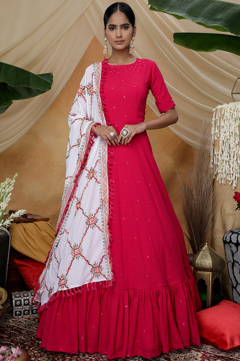 Rani pink anarkali clearance