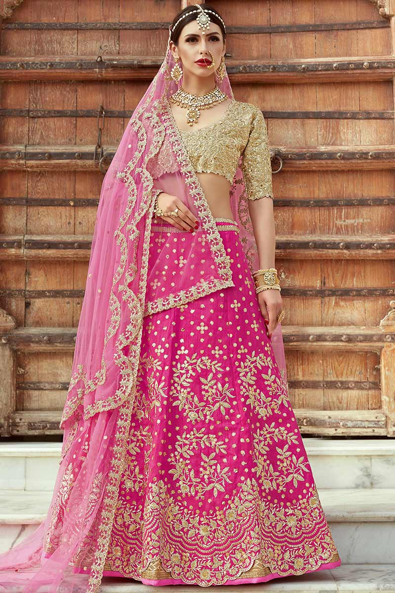 Ethnic Wear Rani Pink Lehenga With Sequins Work Llcv07933