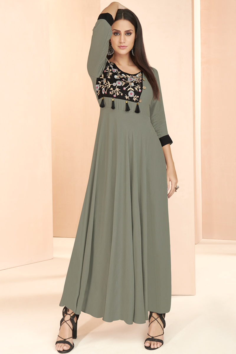 ash colour long frocks