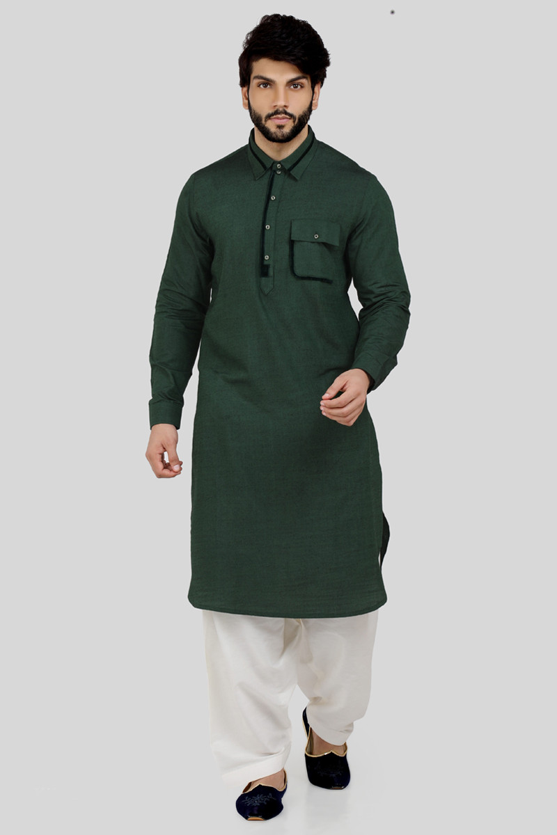 Buy Readymade Mens Pathani Green Kurta