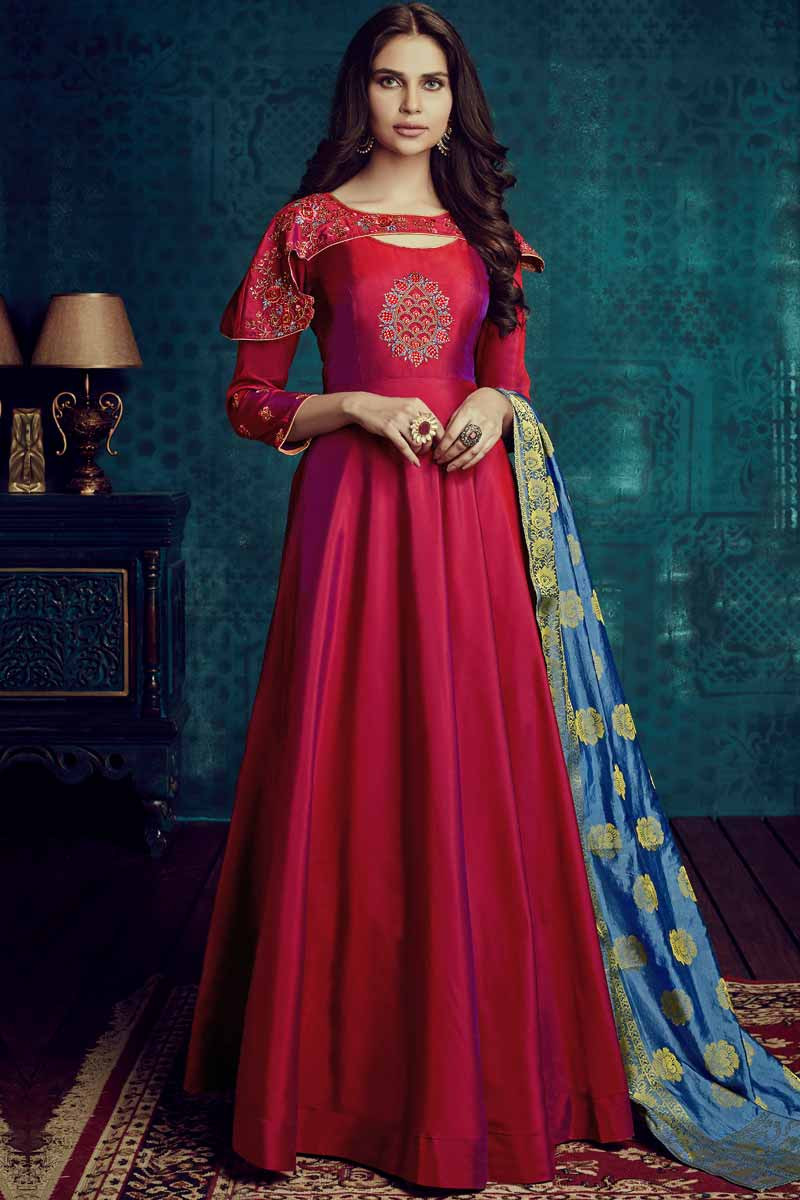 Buy New Arrival Red Anarkali Suit with Stone Work Online - LSTV01516 ...