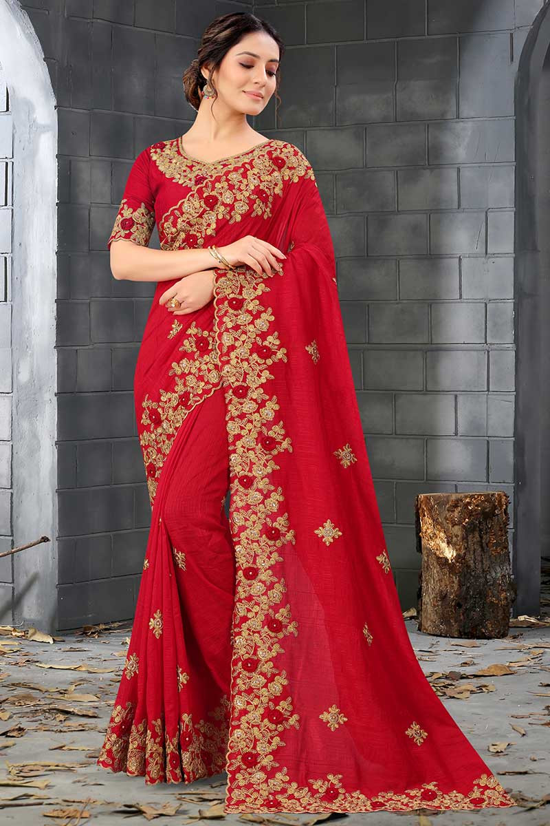 Reception, Traditional, Wedding Beige and Brown color Organza Silk, Silk  fabric Saree : 1840569