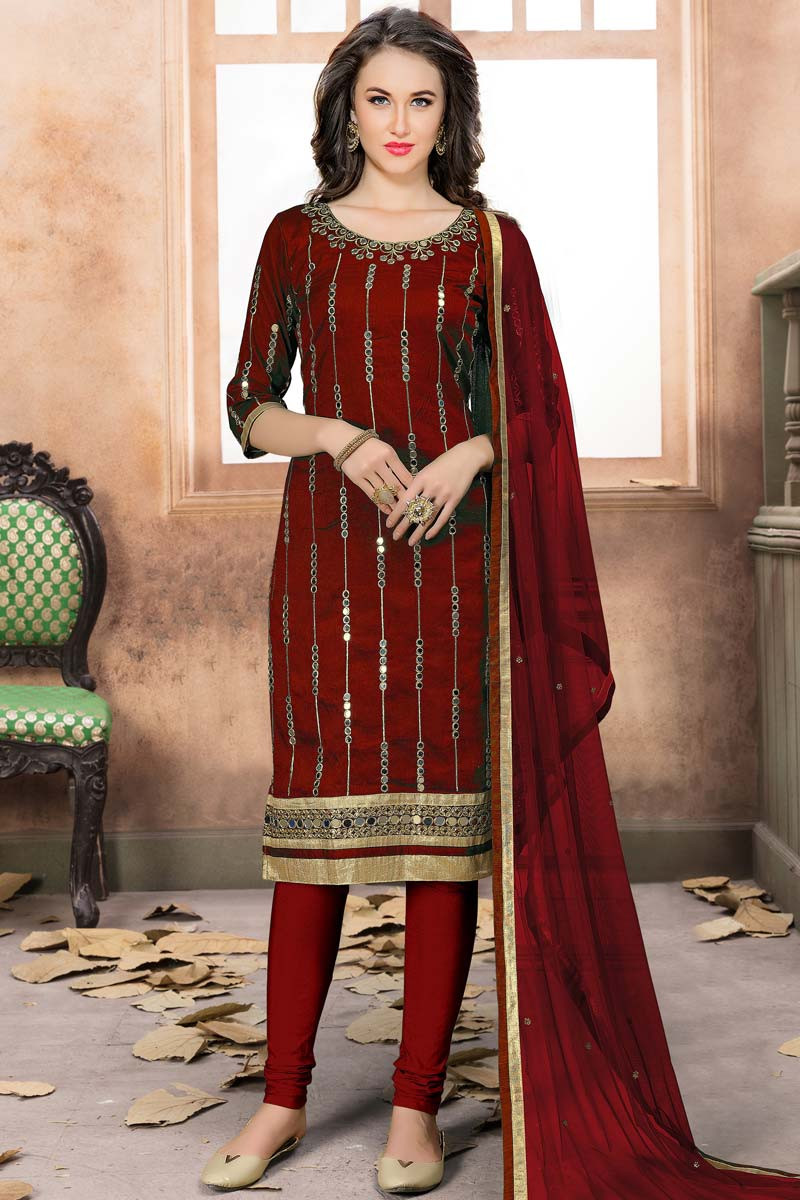 red colour churidar images