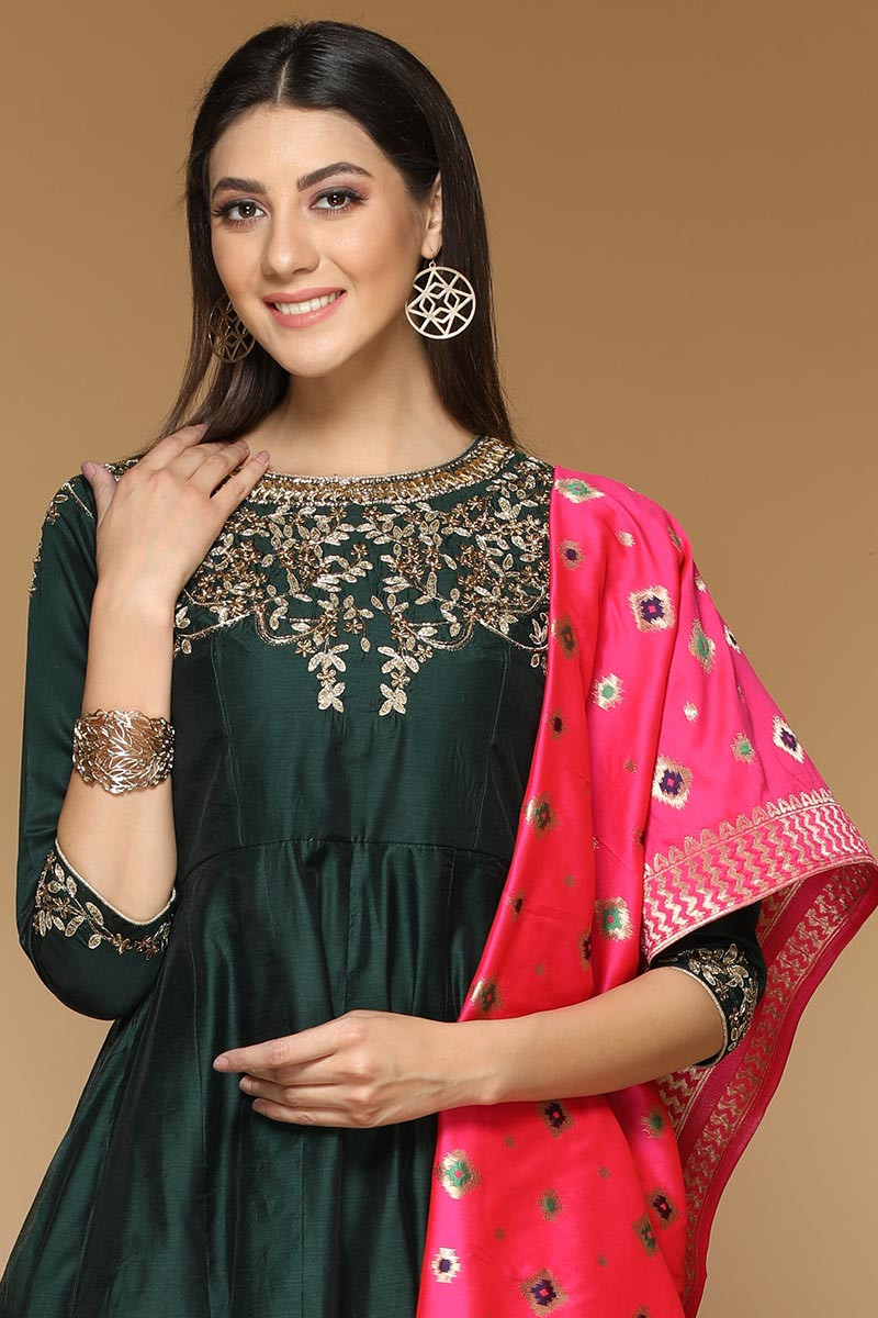 dark green anarkalis