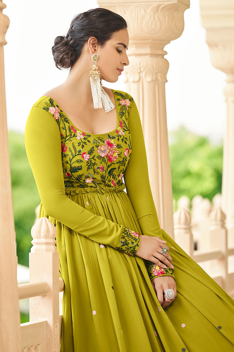 Update more than 83 olive green gown dresses best
