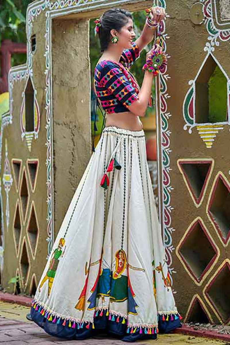 royal blue and white lehenga