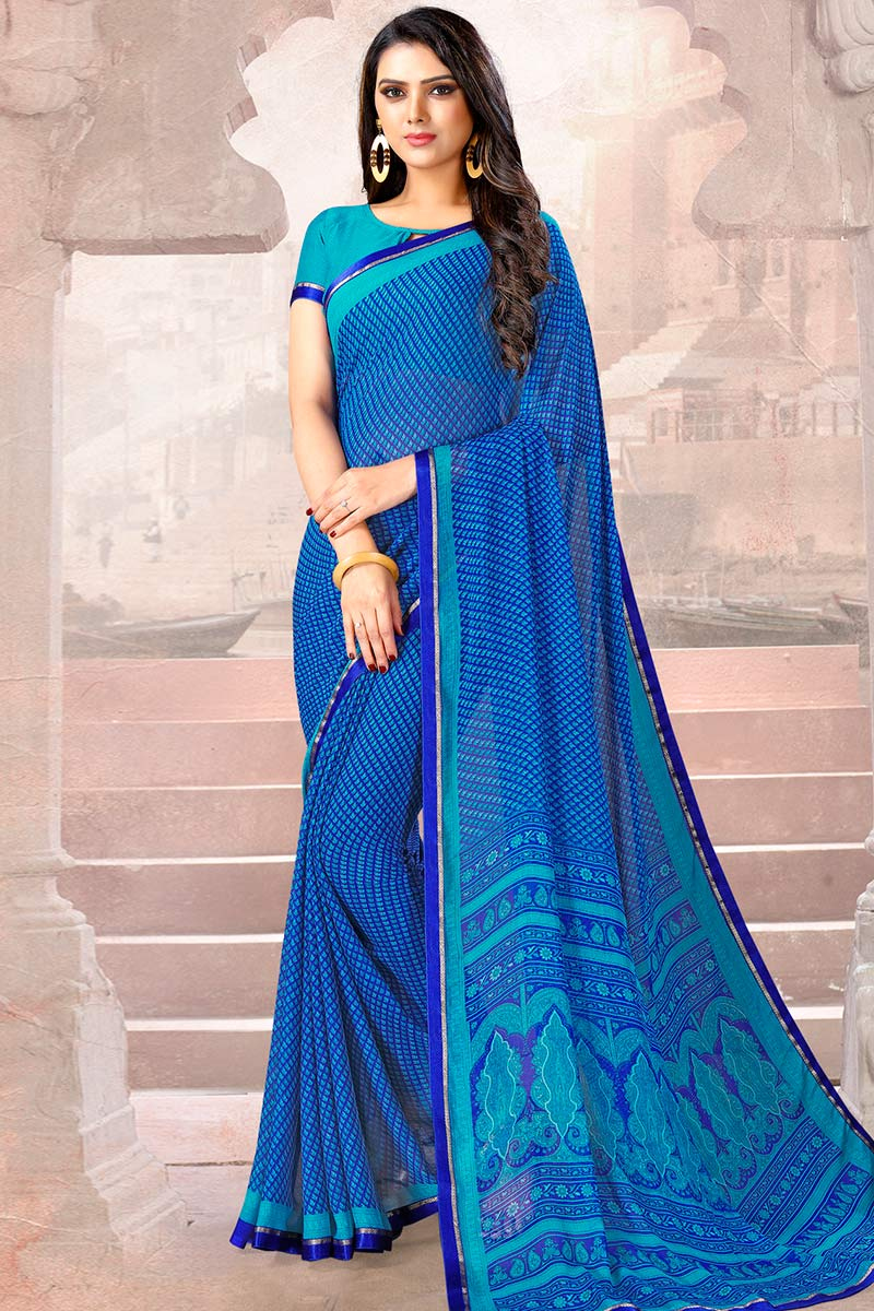 royal blue chiffon blouse