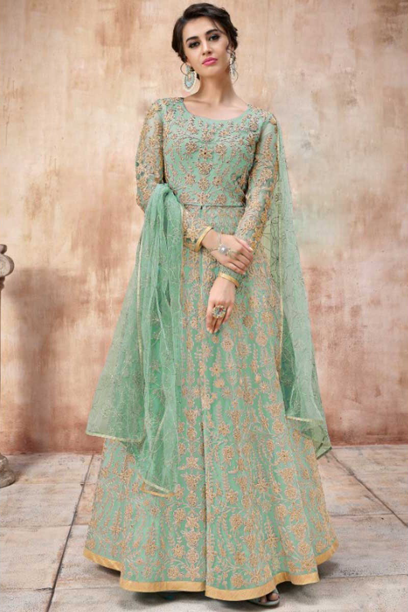 sea green anarkali