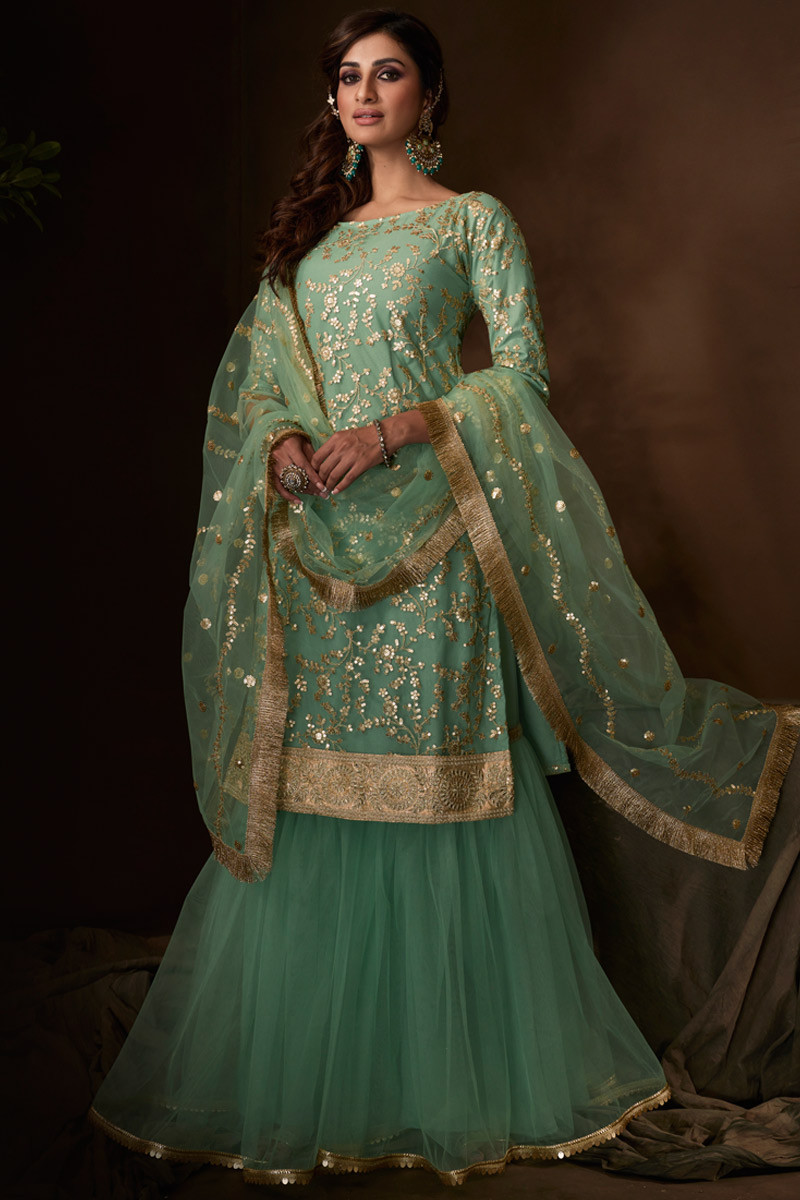 sea green sharara suit