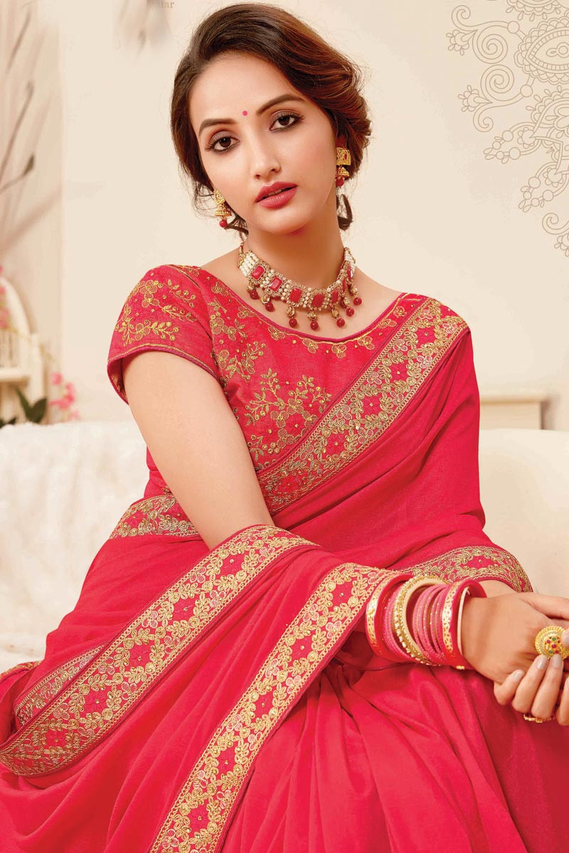 pink silk saree for wedding