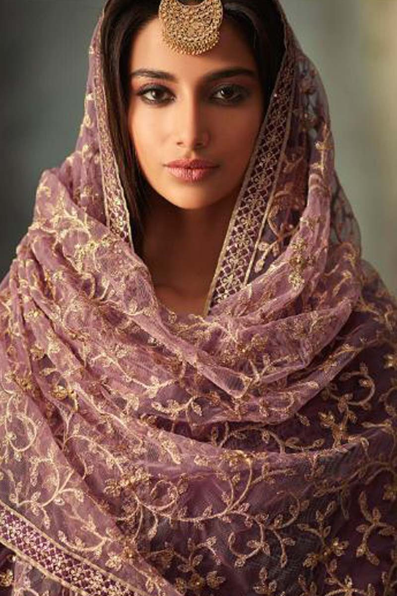 Buy Silk Anarkali Suit In Purple Color Online - LSTV03598 | Andaaz Fashion