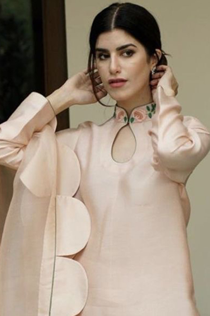 peach pant suit