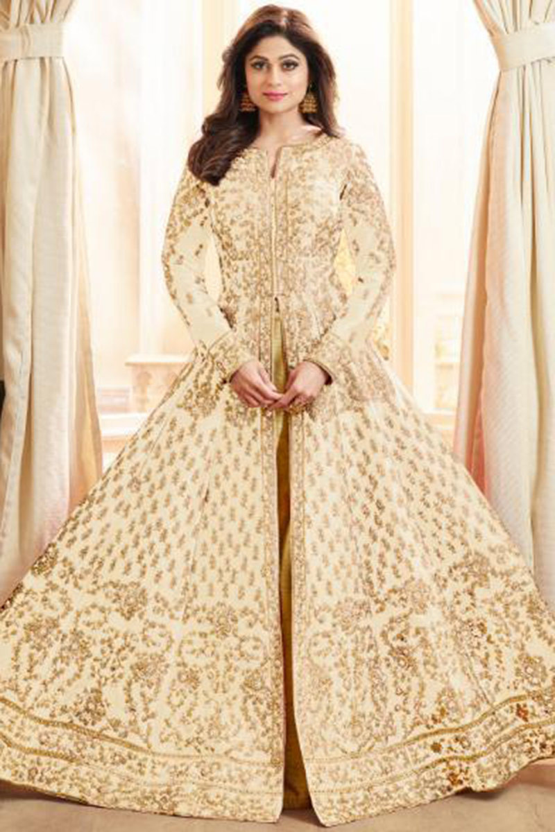 white colour anarkali suit