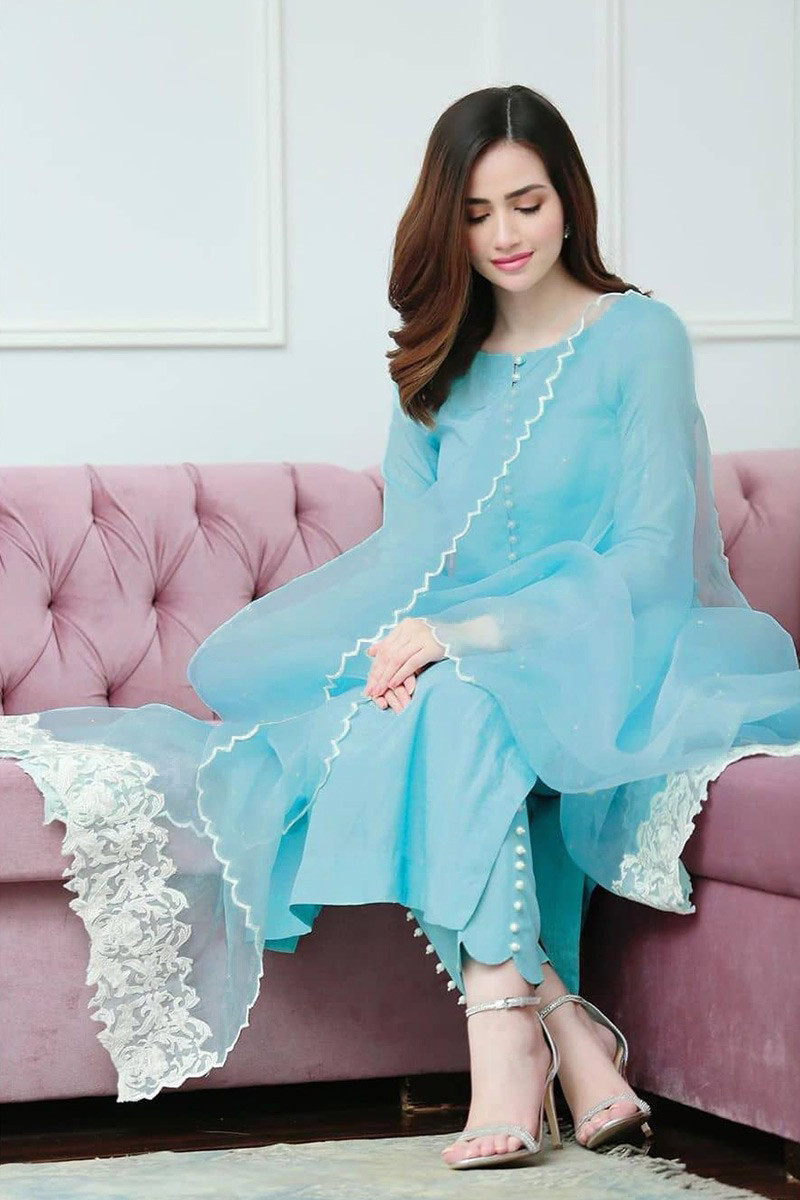 Buy Blue Soft Silk Pakistani Trouser Suit Online  LSTV04949  Andaaz  Fashion