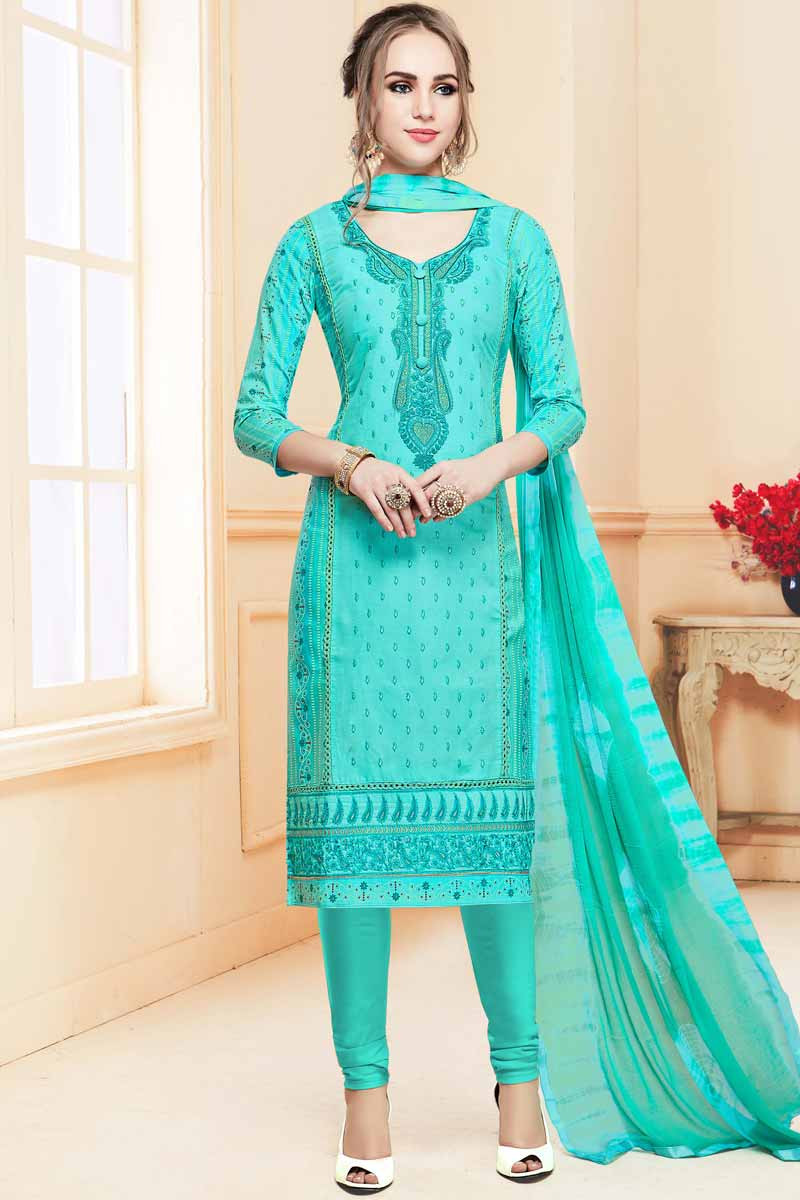 sky blue churidar material