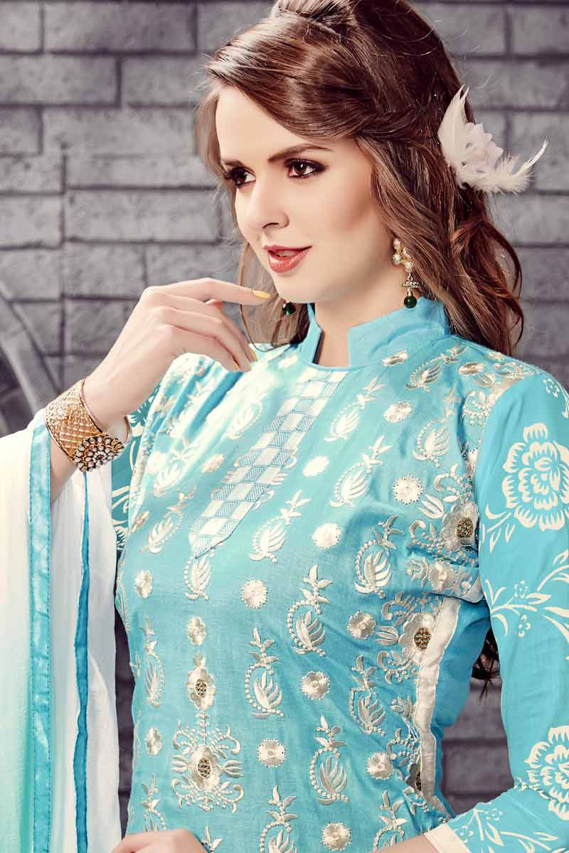 sky blue churidar material