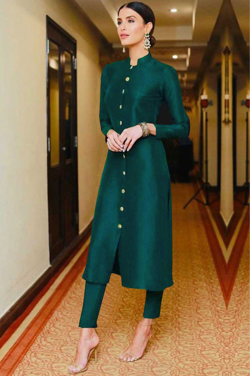 green pant suit