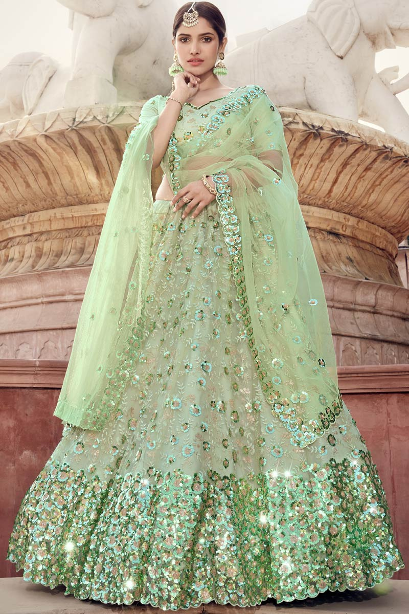 green lehenga pic