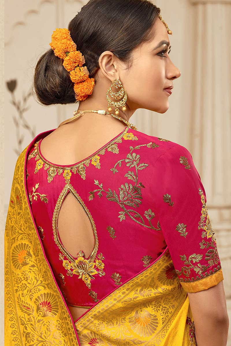 Turmeric Yellow Bhagalpuri Silk Saree