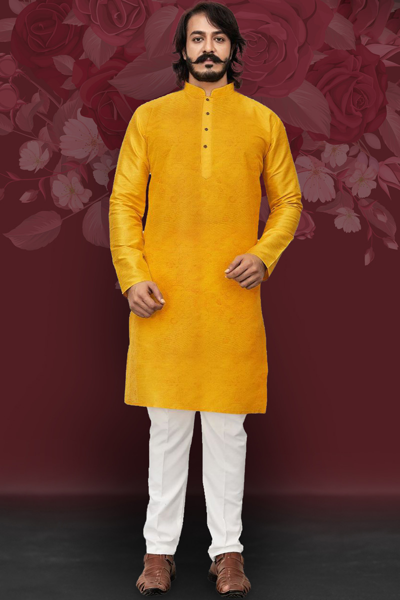 Mens yellow kurta pajama Clearance