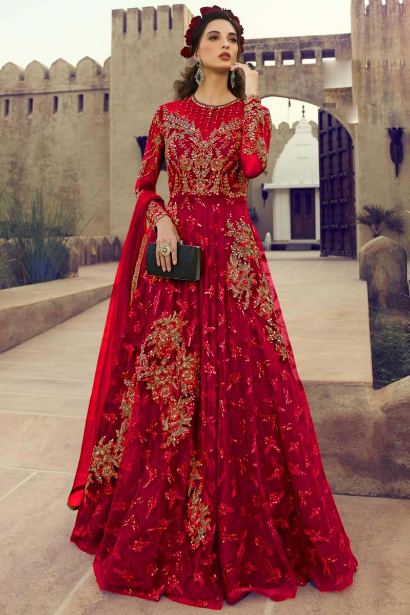 wine colour anarkali suit