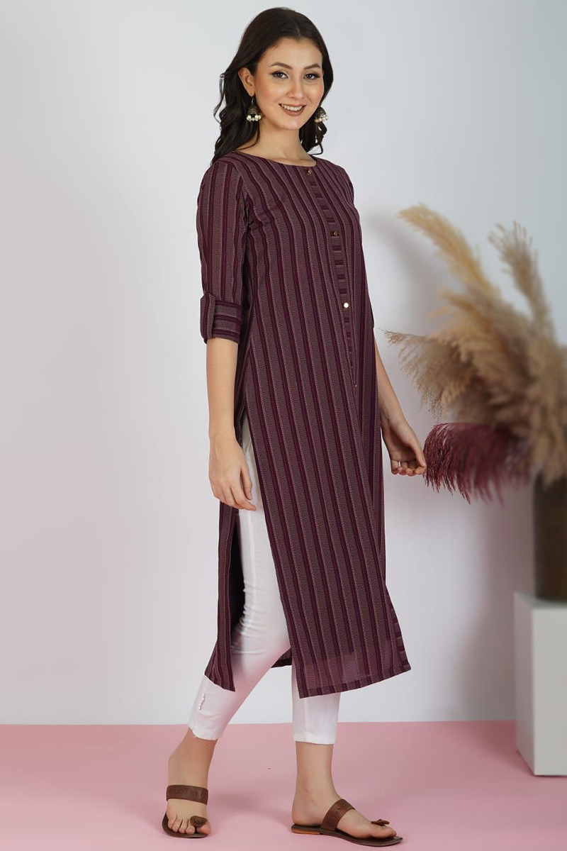 Jaipur Kurti Ethnic Dresses  Buy Jaipur Kurti Maroon Color Polka Self  Weave Georgette Tiered Lace Inserted Dress Online  Nykaa Fashion