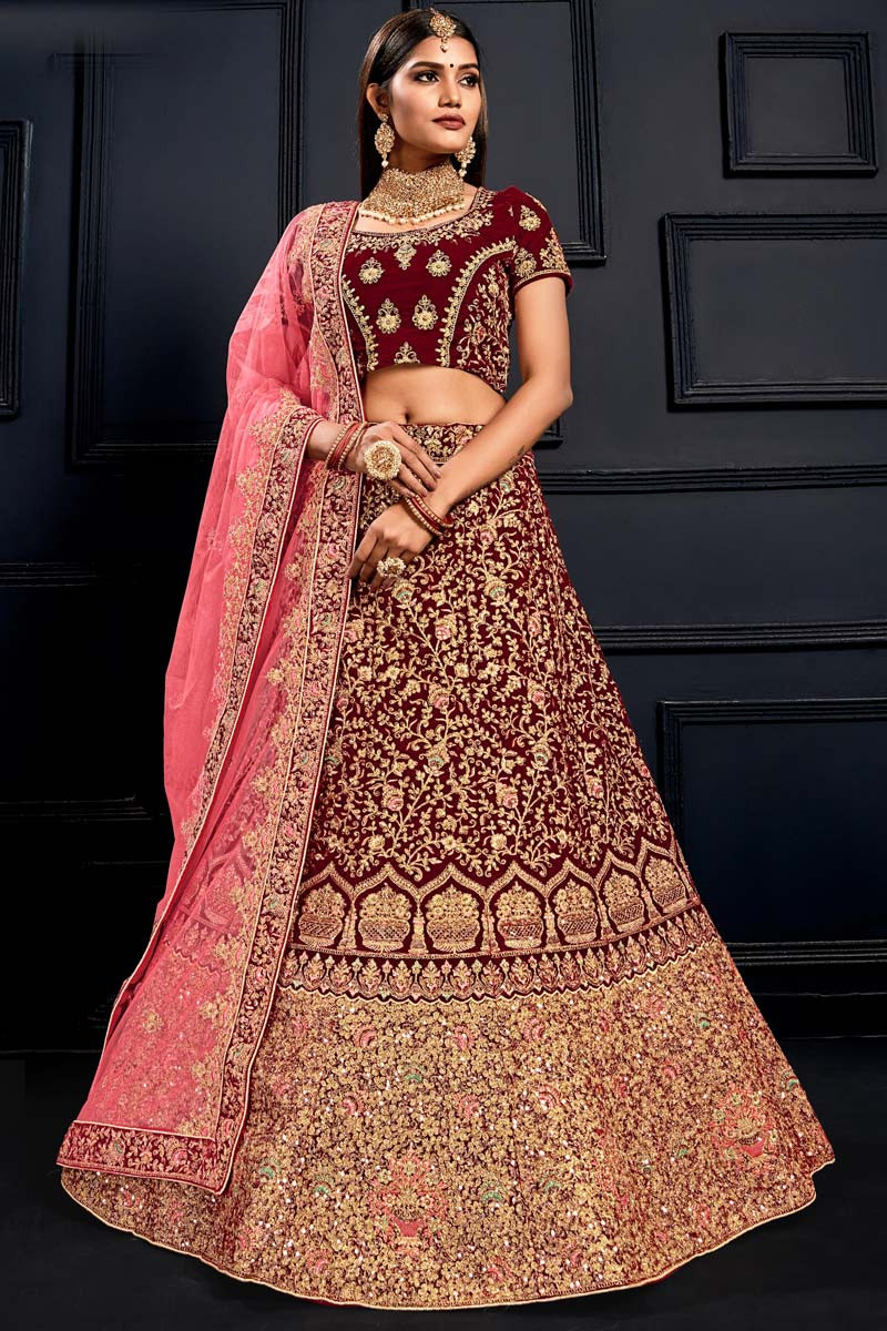 wine maroon lehenga