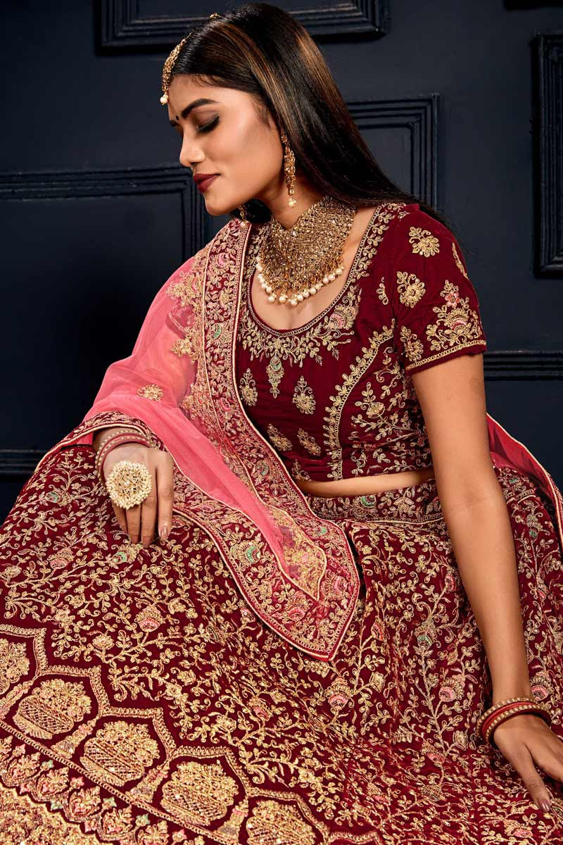 wine maroon lehenga