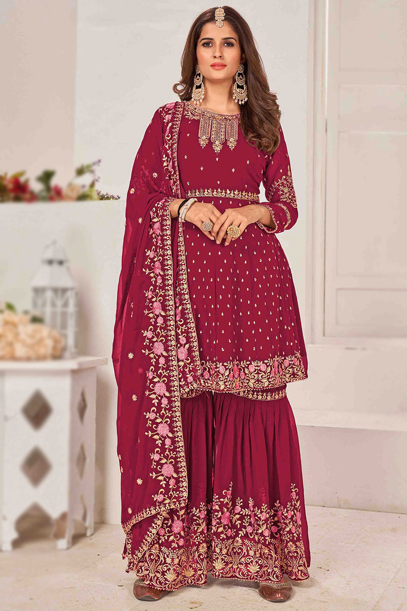 Black Embroidered Flared Style Sharara Suit 4157SL16