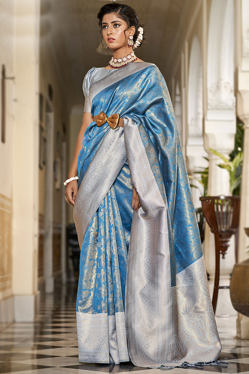 Buy Party Wear Royal Blue Sequins Work Georgette Saree Online From Surat  Wholesale Shop.
