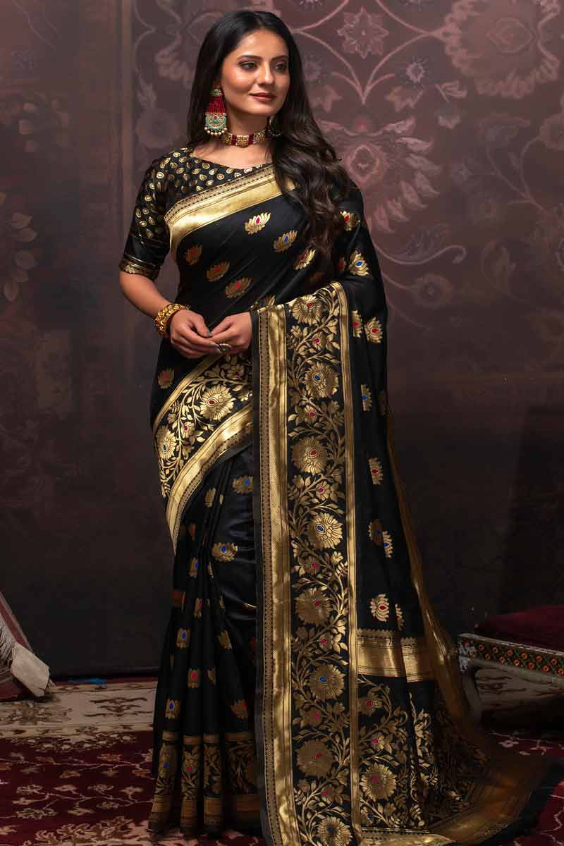 party look with banarasi saree