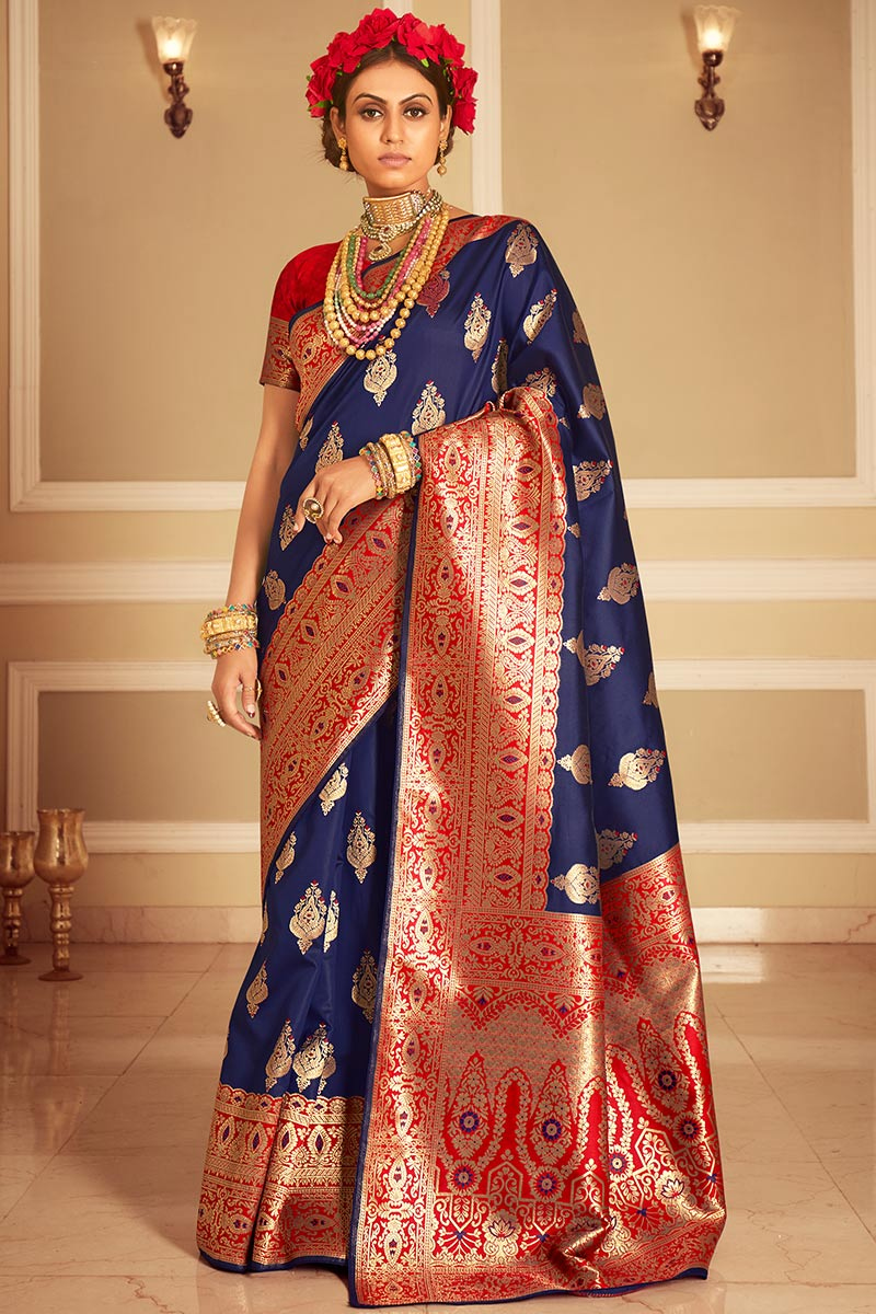 Banarasi blue saree Clearance