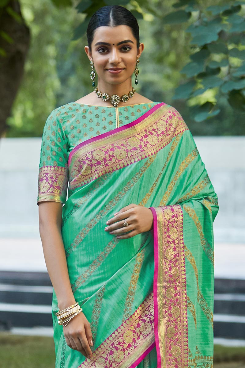 green saree outfit