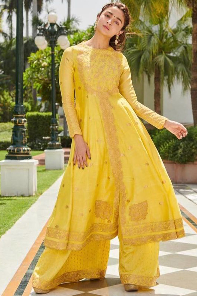 yellow anarkali dress