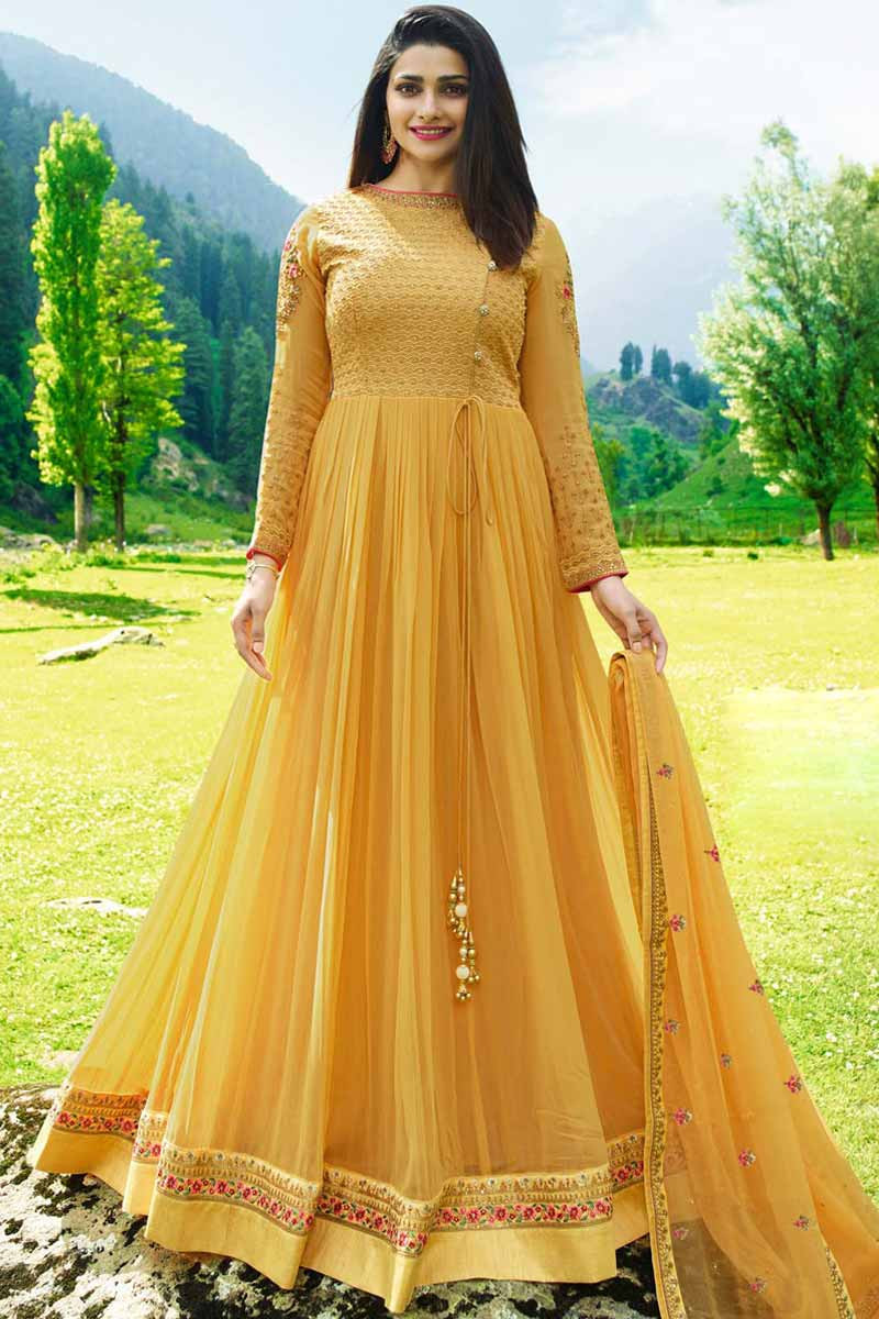 anarkali dress yellow