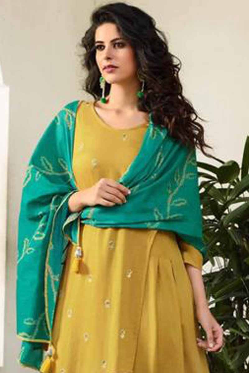 yellow and green anarkali