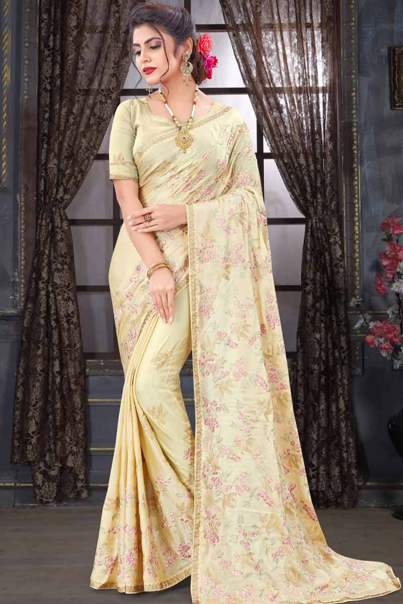 off white chiffon saree