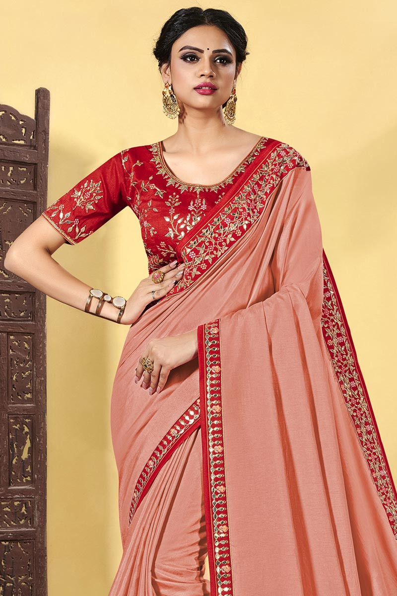 Top more than 79 light red colour saree
