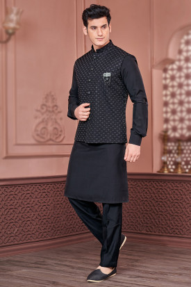 Kurta pajama black jacket deals