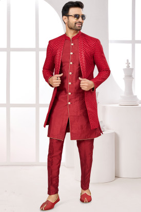Red indo western dress hot sale for man