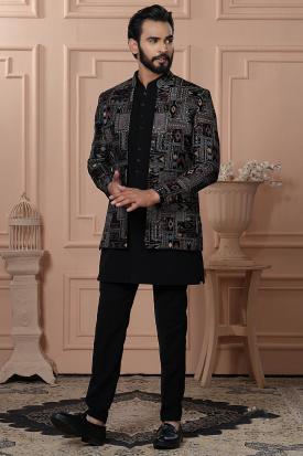 Buy Black Engagement Indian Dresses Online for Men in USA