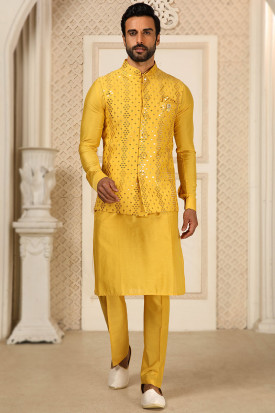Buy Guest of Wedding Wear Art Silk Punjabi Kurta Pajama Online for Men in USA