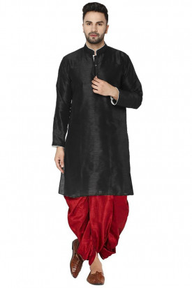 Sexy Plain Black Men Dhoti Kurta MKPA0122